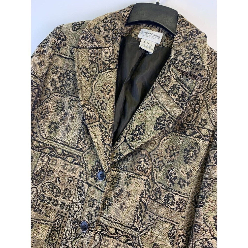 Newport News Brocade Jacquard Button Jacket Vintage Pea Coat Mid Length Women 12 - Picture 3 of 12